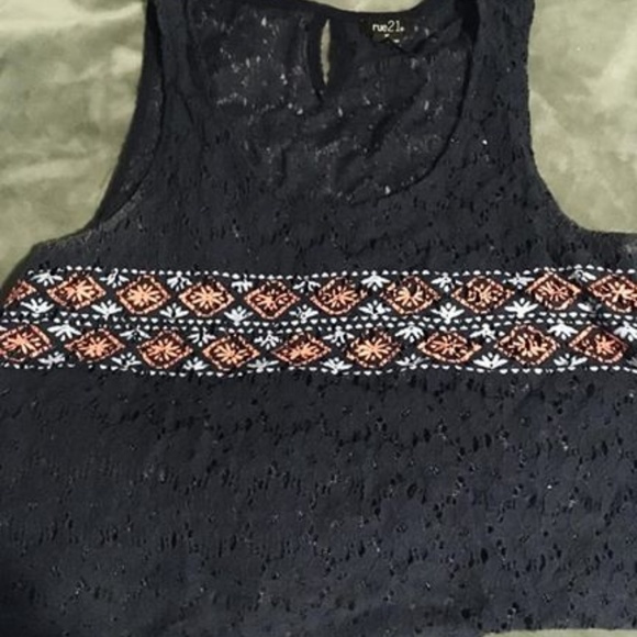 Blue Lace Tank-top with pattern - Picture 1 of 1